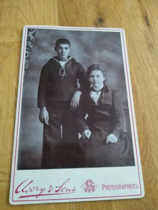 Victorian Cabinet Card Ft Lady With Young Man In Sailor Suit