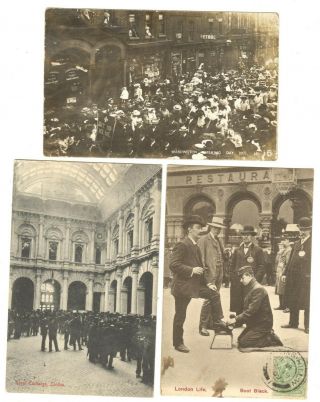 Great Britain 1905 - 9 3 Vintage Postcards Warrington London Royal Exchange
