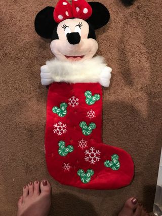 Disney Store Minnie Mouse Plush 16 Inch Christmas Stocking