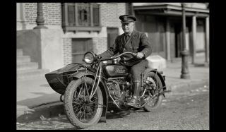 Vintage Indian Motorcycle Cop Photo 1920 York Police Officer State Trooper