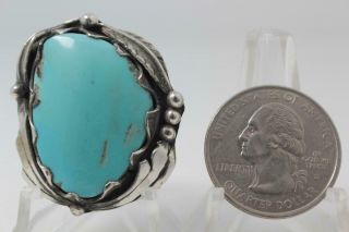Vintage Old Pawn Navajo Turquoise Sterling Silver Ring Size: 8 521