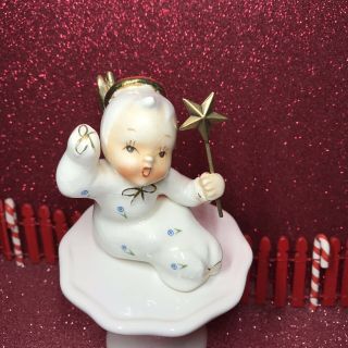 Vtg Shafford Angel Baby Boy In Nightgown With Star Wand Christmas Figurine Japan