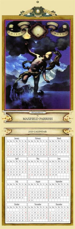 2020 Calendar With Frameable Maxfield Parrish Prometheus Mazda Calendar Print