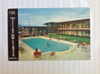 Postcard North Redington Beach,  Florida Towers Motel Gulf Blvd