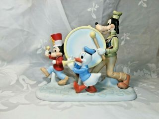 Disney Mickey Mouse Marching Band Ceramic Figurine Goofy & Donald Duck