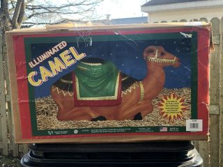 Vintage General Foam Plastics Camel Blow Mold Christmas Nativity 28” Lighted
