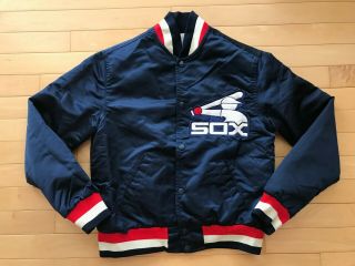 Vintage 80s Chicago White Sox Starter Jacket Sz M Womens Mlb Baseball Blue