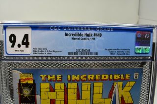 Incredible Hulk 449 CGC 9.  4 Marvel 1997 1st Appearance of The Thunderbolts 2
