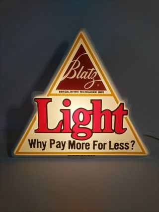Vintage Blatz Light Beer 1979 Lighted Sign Heileman Brewing Company La Crosse Wi