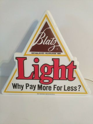 Vintage Blatz Light Beer 1979 Lighted Sign Heileman Brewing Company La Crosse WI 2