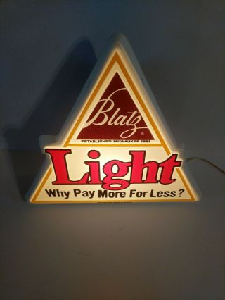 Vintage Blatz Light Beer 1979 Lighted Sign Heileman Brewing Company La Crosse WI 3