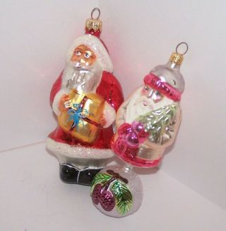 2 Early Christopher Radko Christmas Tree Ornaments Santa