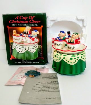 Vintage Enesco A Cup Of Christmas Cheer Mini Action Musical Small World Music