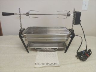 Vintage Farberware 450n Open Hearth Broiler Rotisserie Stainless Electric Indoor