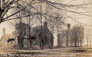 Lagrange,  Oh,  Baptist Church & Town Schoolhouse,  Real Photo Pc 1908