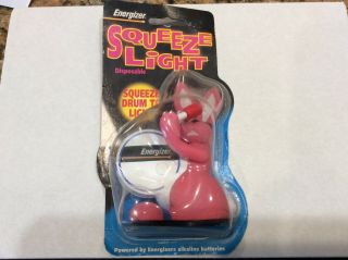 Energizer Bunny Squeeze Light 1995 Vintage On Card Pink Battery Drum Commercial