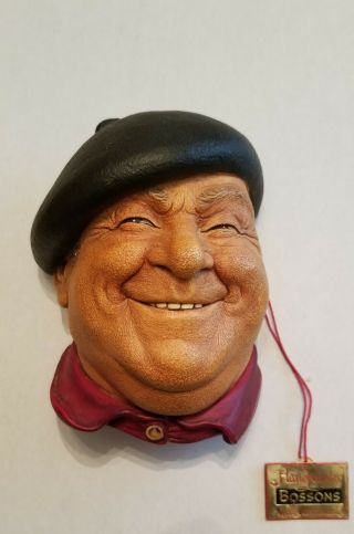 Bossons Pierre 1971 Chalkware Head Wall Hanging,  Made In England - Very Good