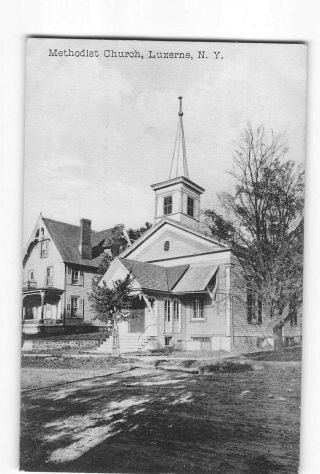 Luzerne York Ny Postcard 1908 Methodist Church