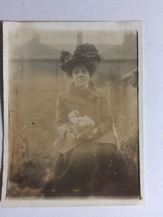 Vintage Real Photograph - P - Lady In Garden