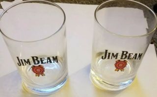 Jim Beam Bourbon Liquor Glass Set Of 2 Double Old Fashioned Gift Novelty Dad