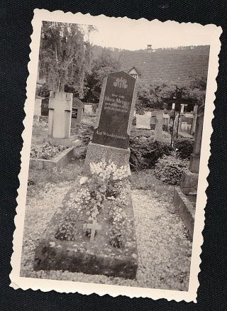 Vintage Antique Photograph Gravesite At Cemetery With Flowers
