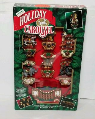 1992 Vintage Mr Christmas Carousel Lighted Musical Circus Animals Tree Lights
