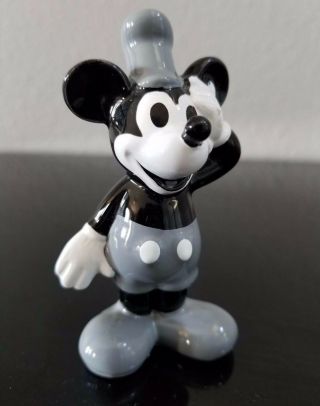 Vintage Disney Mickey Mouse Porcelain Figurine Black White Steamboat Willie