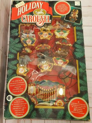 Vtg 1993 Mr.  Christmas Lighted Musical Holiday Carousel 6 Circus Motion 21 Songs