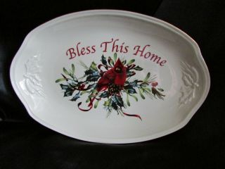 Winter Greetings Lenox Cardinal Bless This Home 11 " Serving Platter Plate W Box
