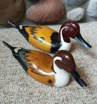 Vtg Hand Carved Wood Painted Duck Decoy Glass Eye Man Cave Rustic Cabin Decor