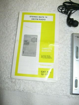 Vintage Realistic AM/FM Stereo Mate Model 12 - 119 Portable Pocket Radio 3