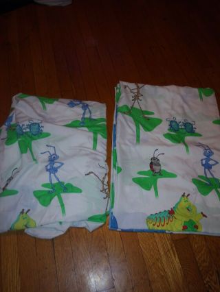 Vintage 90s Disney Pixar A Bugs Life Twin Sheet Set Fitted & Flat Bed Sheets