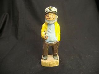 Hand Carved Painted Wood Sea Captain Sailor Salty Dog Figurine Nautical Decor