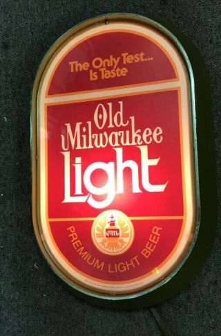 Old Milwaukee Light Premium Light Beer Light Up Bar Sign Advertisement Mens Cave