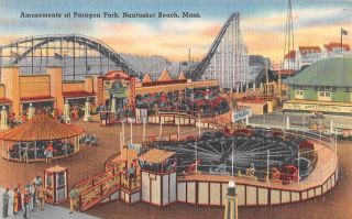 Nantasket Beach,  Ma Amusement Park Adv.  Linen Pc C.  1910s