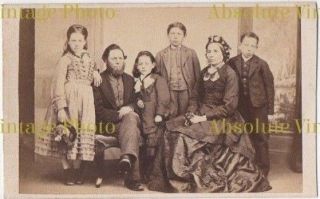 Old Cdv Photo Victorian Family Group J.  Douglas Studio Thornhill Scotland C.  1870
