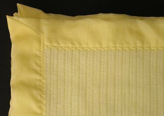 Vintage Carters Yellow Woven Thermal Acrylic Baby Blanket Nylon Satin Edge 2