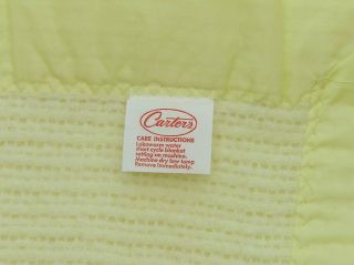 Vintage Carters Yellow Woven Thermal Acrylic Baby Blanket Nylon Satin Edge 3