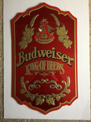 Vintage Budweiser Highest Quality King Of Beers Bud Metal Tin Beer Sign