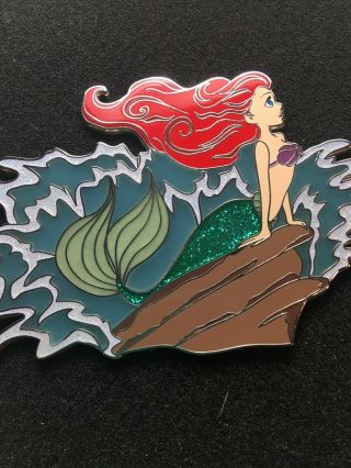 Disney Fantasy Pin Jumbo Little Mermaid Ariel Stained Glass Mermaid Rock Waves
