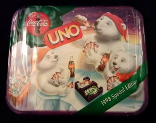 1998 Uno Coca Cola Special Edition Card Set Polar Bears Coke Tin