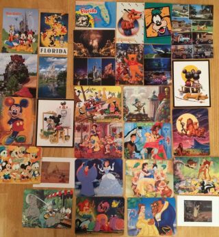 Disney Postcards Set Of 32,  2 Vintage Disneyland 30 Disney World Euc