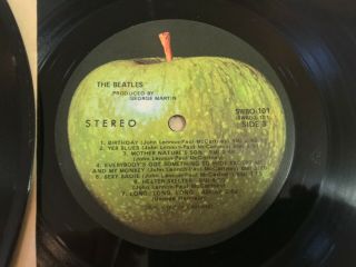 THE BEATLES White Album 2 LPs Orig embossed numbered pressing on Apple VG,  /VG 3