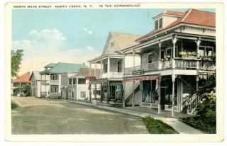 North Creek Ny - North Main Street Store Fronts - Postcard Adirondacks