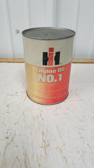 International Harvester Engine Oil No.  1 Motor Oil Can Piggy Bank Vintage