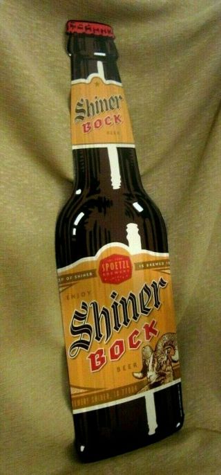 Shiner Bock Beer Long Neck Bottle Tin Bar Sign Metal Spoetzl Brewing 8.  5 " X 31.  5 "