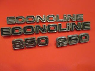4 Vintage Ford Econoline 250 Van Emblems Badges Script Trim Name Plate Metal