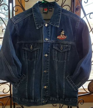 Vintage Mickey Mouse Unlimited Jerry Leigh Disney Denim/jean Jacket Large Euc