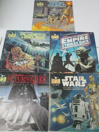 (5) Rare Read - Along Book & Records 33 1/3 Star Wars The Empire Strikes Back Rotj