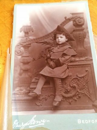 Victorian Cabinet Card:small Boy Wearing Gaiters: Bedford Studio